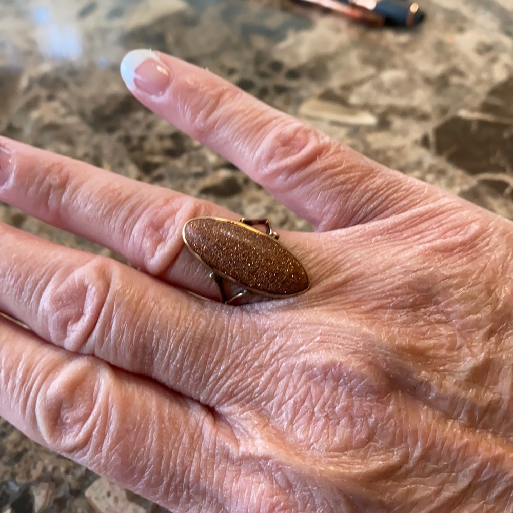 Antique 9ct Rose gold, sandstone ring